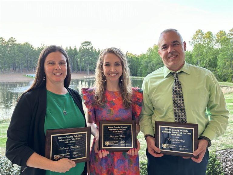 (L to R) Stefanie Phillips, Shannon Bates, Quint Dunlap | Photo courtesy Moore County Schools