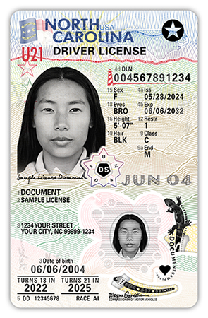 New N.C. Under 21 License card | Contributed by N.C. Department of Transportation