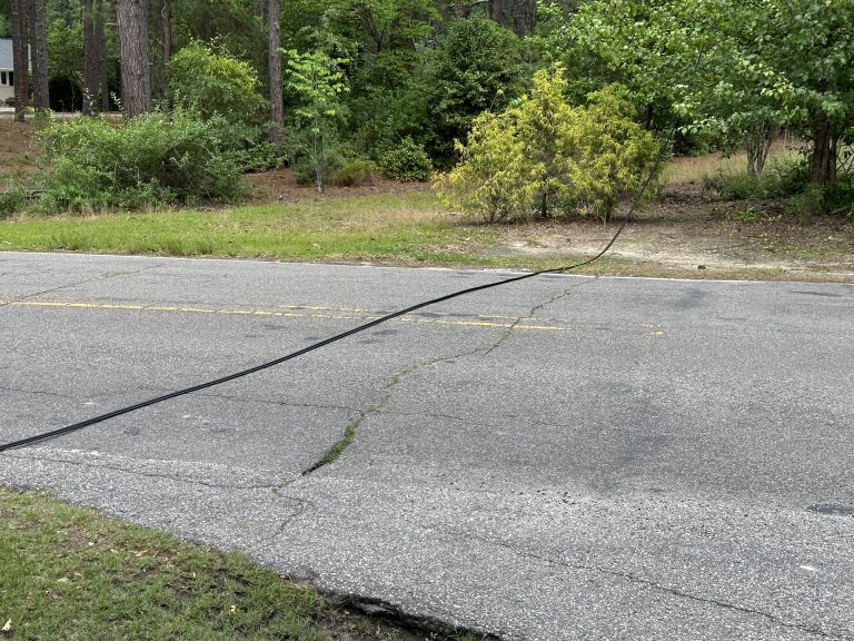 Three different lines come down from power poles within an hour