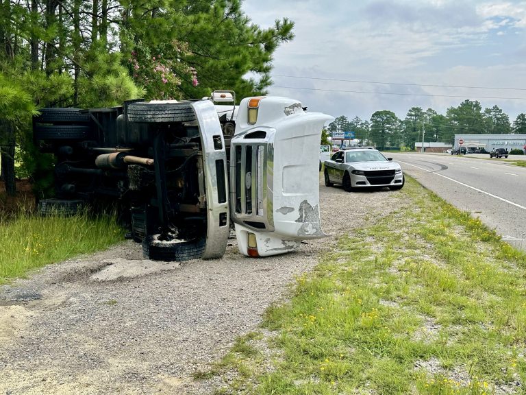 Box truck overturns Tuesday morning on U.S. 1