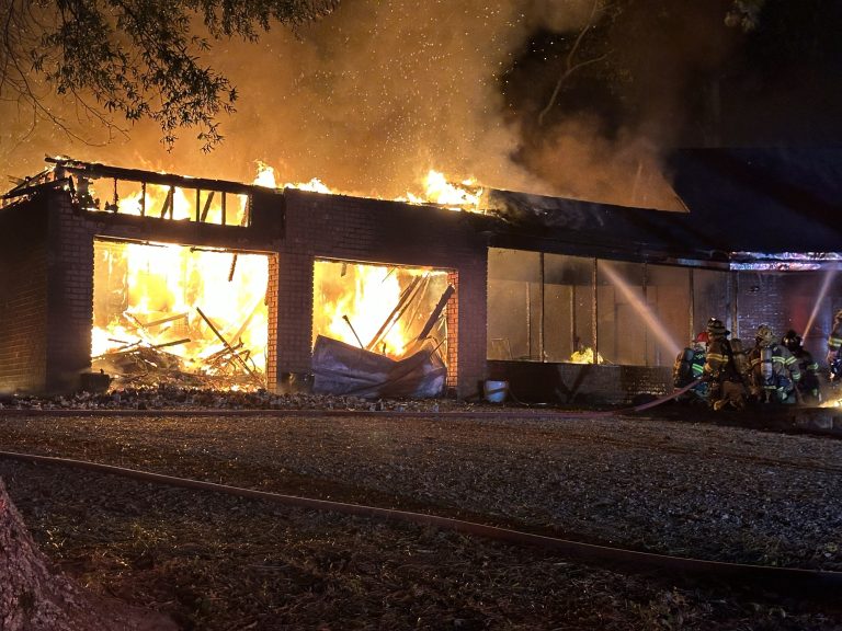 Flames shoot into air from garage in Eagle Springs