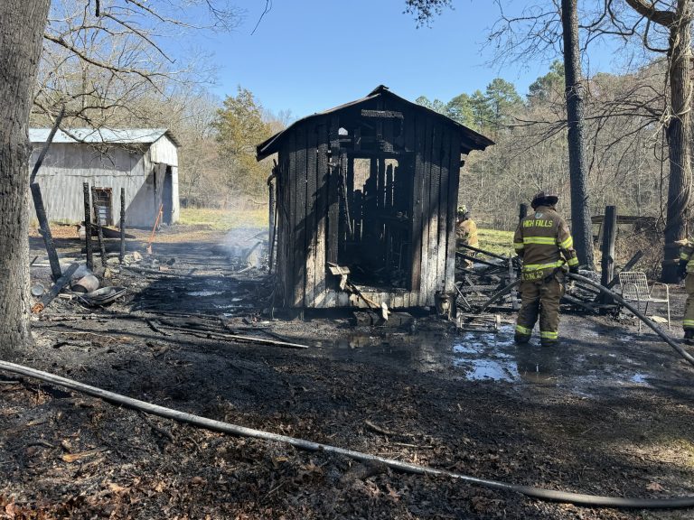 Outside fire burns down storage building in Highfalls