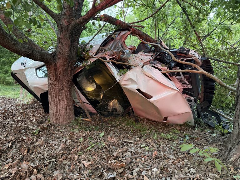 Single-vehicle overturns in crash south of Cameron