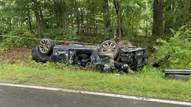 Woman trapped in rolled vehicle after crash on Putnam Glendon Road